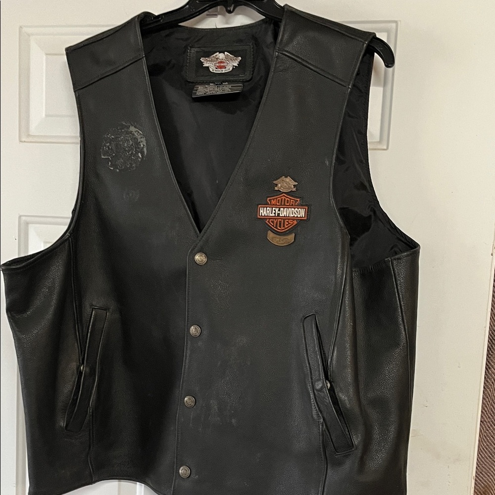 Harley-Davidson Men's Black Vest with Orange Logo